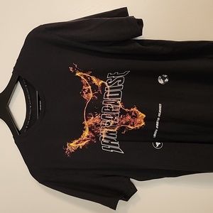 Project Rock Iron Paridise Under Armour t-shirt, Large, Blue and white